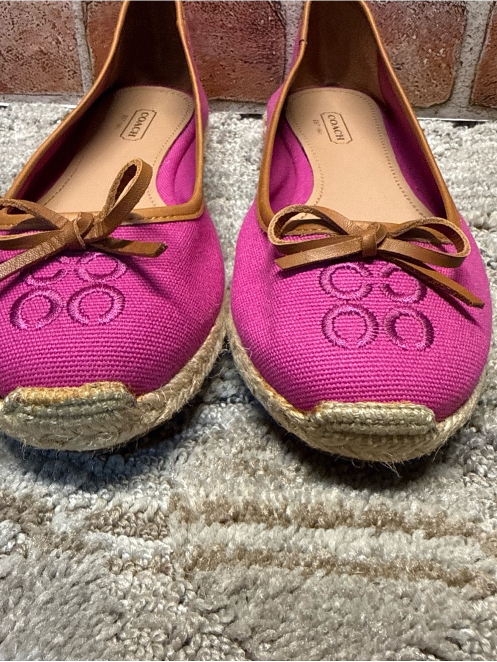 Coach Darcelle Signature Espadrille Ballet Flats 10Pink Fuchsia Canvas Bow Spain - Picture 9 of 12